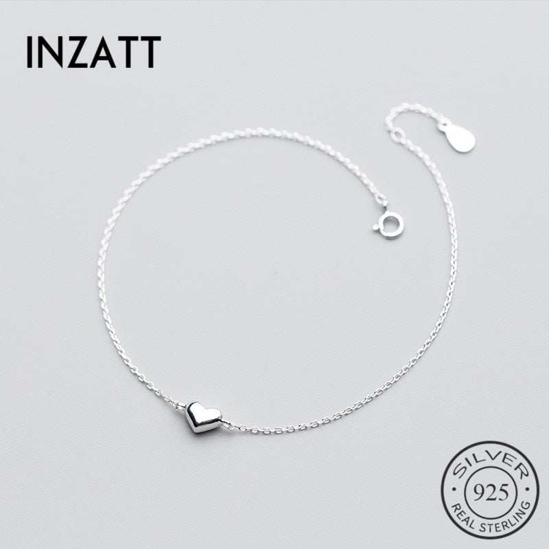 INZATT Minimalist Romantic Shiny Heart Bracelet For Fashion Women Pretty Jewelry 925 Sterling Silver Classic Accessories Gift