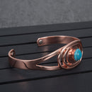 Vinterly Magnetic Copper Bracelet Blue Stone Oval Adjustable Open Cuff Bracelets Charm Copper Bracelets & Bangles for Women
