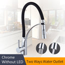 Kitchen Faucets with Rubber Design Chrome Mixer Faucet for LED Kitchen Single Handle Pull Down Deck Mounted Crane for Sinks 7661
