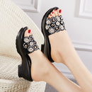 GKTINOO, zapatillas de mujer 2022, zapatillas de verano para mujer, zapatos de tacón con cuña para mujer, zapatos de verano a la moda con diamantes de imitación, cuero Geuine