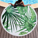 Grüne Blätter Sommer rund Strandtuch Mikrofaser mit Kordelzug Rucksack Tasche Badetücher Matte Bikini Cover Up mit Quasten weich
