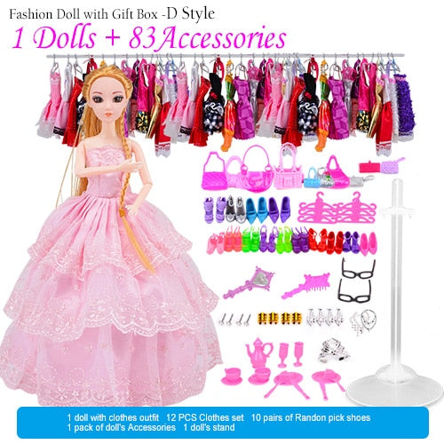 Doll With 83 Accessories DIY Dressup Toys For Girls Fashionista Ultimate Fashion Princess Dolls Set