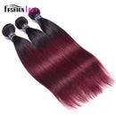 Ombre Bundles Human Hair Straight Bundles Brazilian Hair Weave 3/4 Bundles Deal Non-remy Hair Weave Bundles