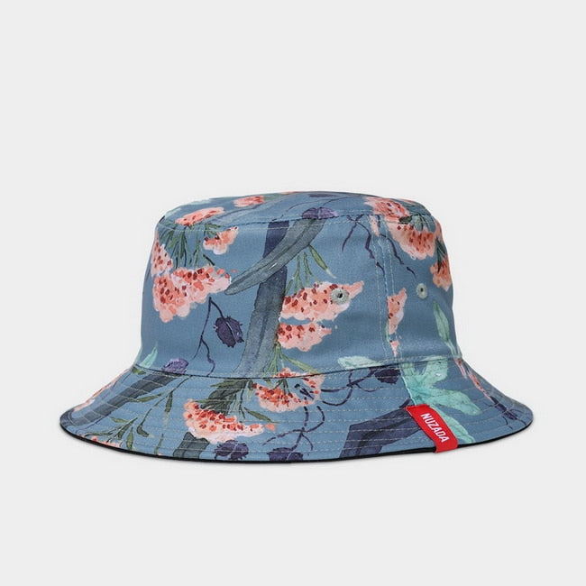 NUZADA Print Bucket Hat Summer Hats For Women Fisherman Hat Cotton Foldable Female Sunscreen Shade Caps Double Sided Can Be Worn