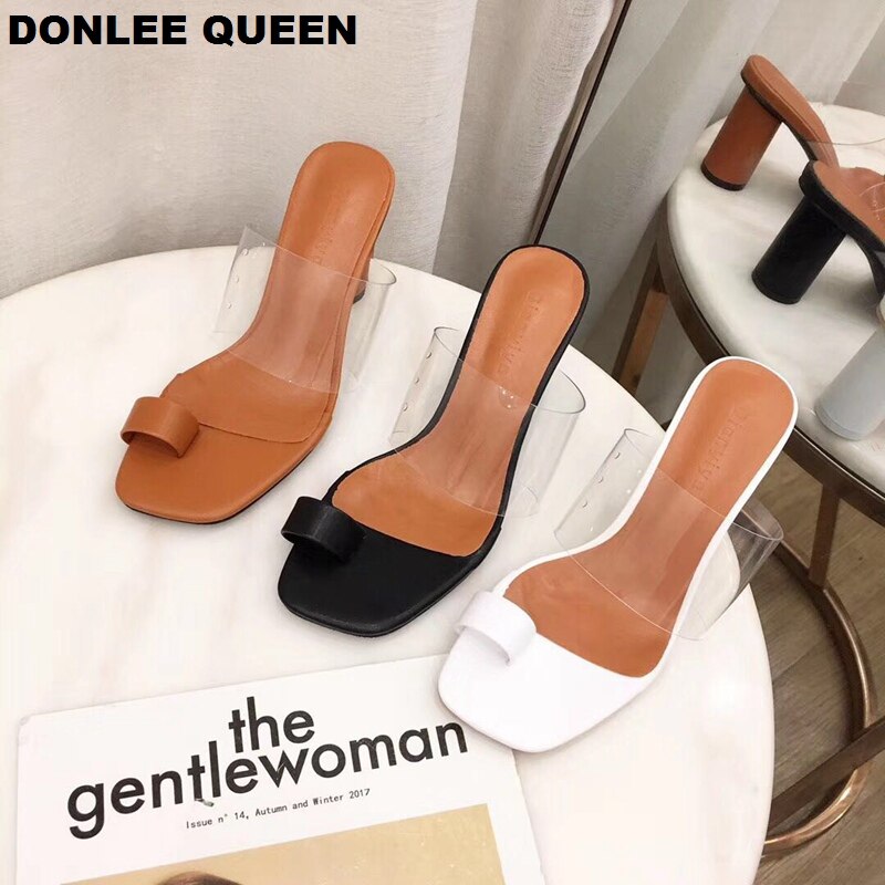 DONLEE QUEEN Transparent Sexy High Heel Hausschuhe Frauen Sommer Schuhe Weibliche Sandalen Slip On Slides 2021 Casual Sandalen Mujer Schuh