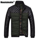 Chaquetas y abrigos para hombre de la marca Mountainskin, chaquetas de diseñador de retazos de PU 4XL, ropa de abrigo para hombre, ropa de moda de invierno para hombre SA004