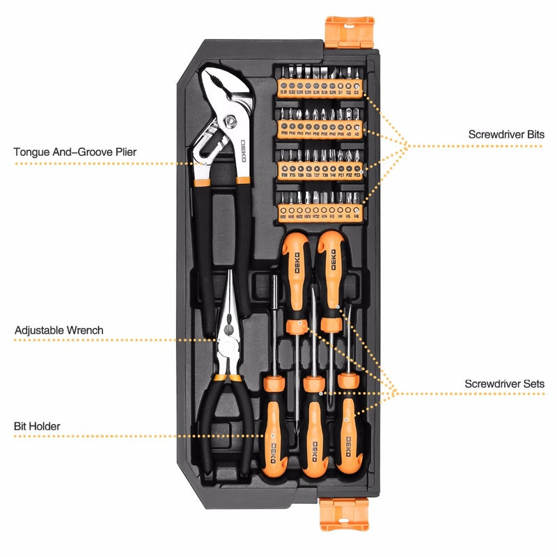 DEKO 192-teiliges professionelles Auto-Reparatur-Werkzeug-Set Auto-Ratschenschlüssel Schraubendreher-Steckschlüssel-Mechanik-Werkzeug-Kit mit Blasformbox