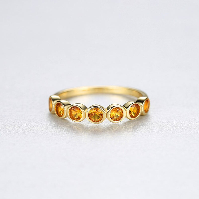 CZCITY Real 925 Sterling Silver Eternity Rings for Women Engagement Wedding Fine Jewelry Round Topaz Gemstone Bague Femme SR0252