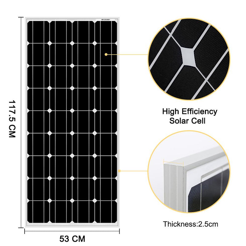 Panel solar de la marca Dokio China 100W Silicio monocristalino 18V celulas solares silicio Cargador solar de batería solar de alta calidad
