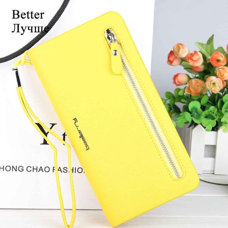 Baellerry Card holder Women Wallets Leather Long Design Quality Passport Cover Casual Women Purse Zipper Multi-function Wallet