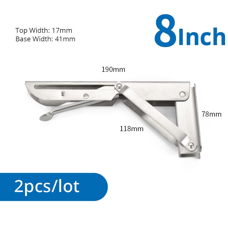 KAK, 2 uds., soporte triangular plegable, soporte de estante de acero inoxidable, soporte de estante ajustable, soporte de estante de mesa de banco montado en la pared, Hardware