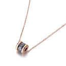 Lokaer Klassischer Zirkonia-Kreis-Halsketten-Römische Ziffern Goldfarben-Edelstahl-weiblicher Anhänger Schmuck N19023