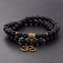 Charm Retro Buddha Bead Armband Männer Schwarz Naturstein Chakra Armbänder Erkek Bileklik Armband Homme AB226