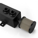 RASTP-1L Universal Auto Aluminium Oil Catch Can Tank Silber Schwarz Kraftstofftanks mit Entlüftungsfilter Ablasshahn 1LT Baffled RS-OCC010