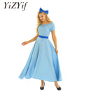 Frauen Halloween Cosplay Kostüm Wendy Kleid U-Boot-Ausschnitt kurze Puffärmel Prinzessin Party Fancy Maxikleid mit Kopfbedeckung und Gürtel
