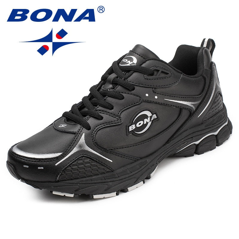 BONA New Classics Style Men Running Shoes Lace Up Men Sport Shoes Leather Men Outdoor Jogging Sneakers Cómodo envío gratis