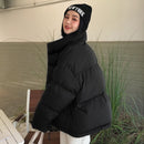 Korean Style 2021 Winterjacke Parkas Frauen Stehkragen Solide Schwarz Weiß Weiblicher Daunenmantel Lose Übergroße Damen Kurze Parka