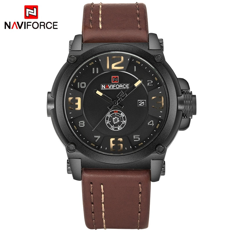 NAVIFORCE marca de lujo superior hombres deportes militar cuarzo reloj hombre analógico fecha reloj correa de cuero reloj Relogio Masculino