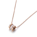 Lokaer Klassischer Zirkonia-Kreis-Halsketten-Römische Ziffern Goldfarben-Edelstahl-weiblicher Anhänger Schmuck N19023