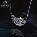 Lotus Fun Real 925 Sterling Silber Handmade Designer Fine Jewelry Creative Swimming Fish Halskette für Frauen Acessorio Collier