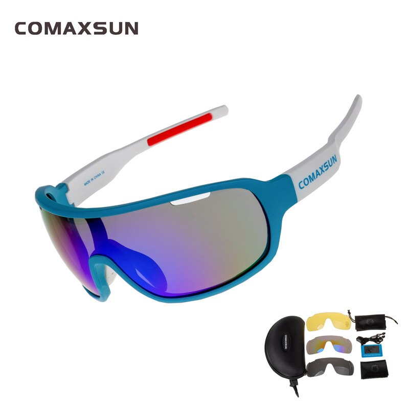 COMAXSUN Polarisierte Fahrradbrille Fahrradreitschutzbrille Fahren Angeln Outdoor Sport Sonnenbrille UV 400 3 Linsen