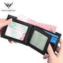 WilliamPOLO Marke Business Herren Geldbörse Echtes Leder Bifold Wallet Bank Kreditkartenetui Ausweishalter Männliche Geldbörse Taschen Neu