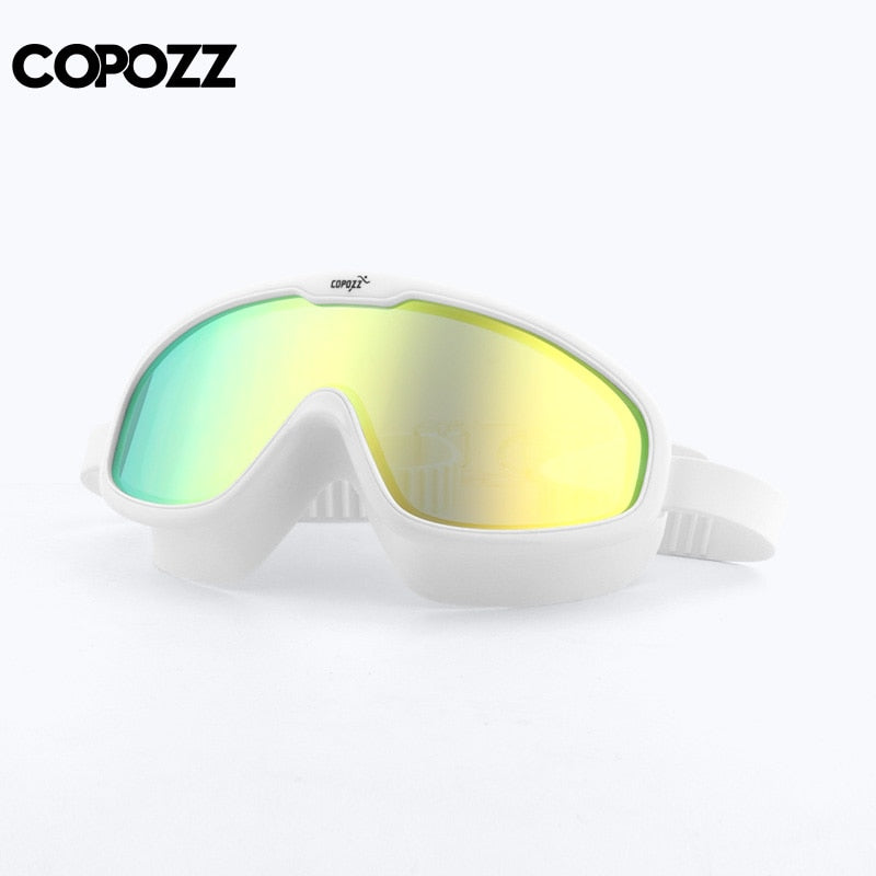 COPOZZ 2022 Antibeschlag-Schwimmbrille Ganzglas-UV-Schutz mit großem Silikonrahmen Schwimmbrille für Männer und Frauen