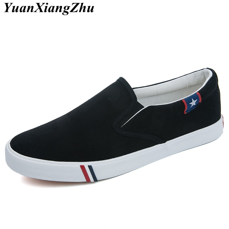 Zapatos de lona para hombre, mocasines casuales simples para hombre, otoño 2019, zapatos vulcanizados cómodos antideslizantes de alta calidad, zapatos planos para hombre, talla 35-47