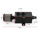 RASTP-1L Universal Auto Aluminium Oil Catch Can Tank Silber Schwarz Kraftstofftanks mit Entlüftungsfilter Ablasshahn 1LT Baffled RS-OCC010