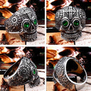 BEIER Edelstahl Gothic Gold Carving Kapala Schädel Ring Biker Hiphop Rock Schmuck Einzigartiges Modegeschenk für Männer BR8-327