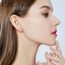 CZCITY Luxusmarke Charme Authentisches reines 18 Karat Gelbgold Runde Perle Kugel Ohrstecker Für Frauen Tägliche Abnutzung Gold Ohrring Schmuck