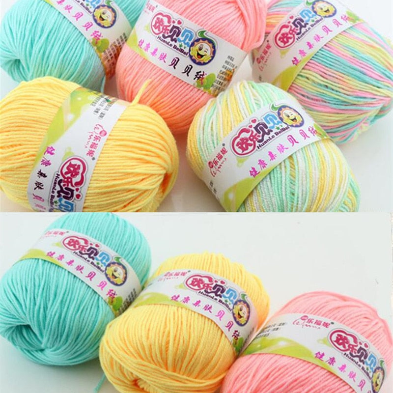 6balls/lot 73 Colors Milk Cotton Yarn Baby Wool Yarn DIY Knitting Children Sweater Hat Hand Knitted Yarn Knit Blanket Crochet