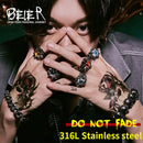 BEIER, venta al por mayor, nueva moda, genial casco de Guerrero, garra, anillos de globo ocular vívidos con calavera para hombre, Punk, motorista, joyería vikinga BR8-203