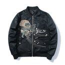 Aolamegs Jacken Herren Japanische Stickerei MA1 Jacke Trainingsanzug Mäntel Hip Hop Stehkragen Lässig Gemütlich Herren Windjacke Streetwear