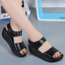 WOIZGIC Frauen Mutter Damen Weibliche Echtes Leder Schuhe Sandalen Frau Plattform Haken Schleife Casual Sommer Cool Beach AM-9018