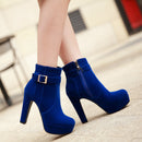 Meotina, botas para mujer, botas para mujer, botas de invierno con hebilla, botines de tacón superalto, plataforma con cremallera, zapatos cortos de tacón grueso para mujer, rojo 33-43