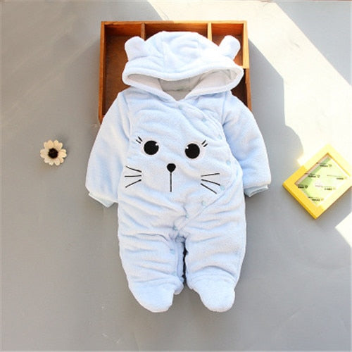 Neugeborenes Baby Mädchen Kleidung 0-3 Monate Winter Dicke Warme Baby Footies Baumwolle Säuglingskinder Overalls Cartoon Bär Baby Jungen Kleidung