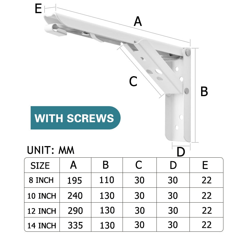 NAIERDI 2PCS Triangle Folding Angle Bracket Heavy Support Adjustable Wall Mounted Bench Table Shelf Bracket Furniture Hardware