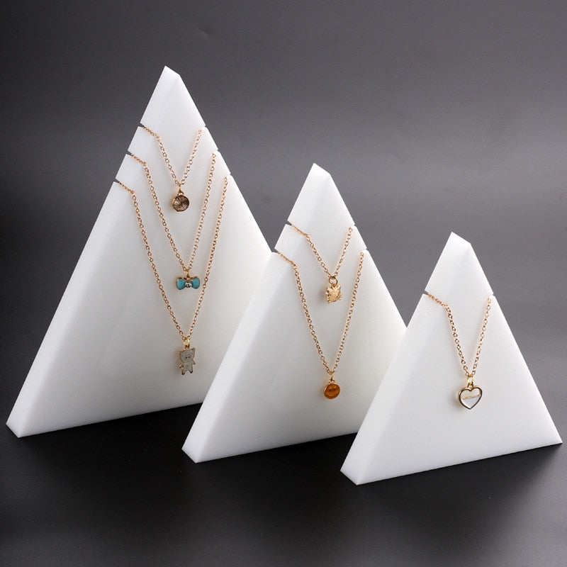 Solid Acrylic Pendant Necklace Chain Jewelry Stand Display Holder Rack Photography Prop Clear Lucite Triangle Hanging Organizer