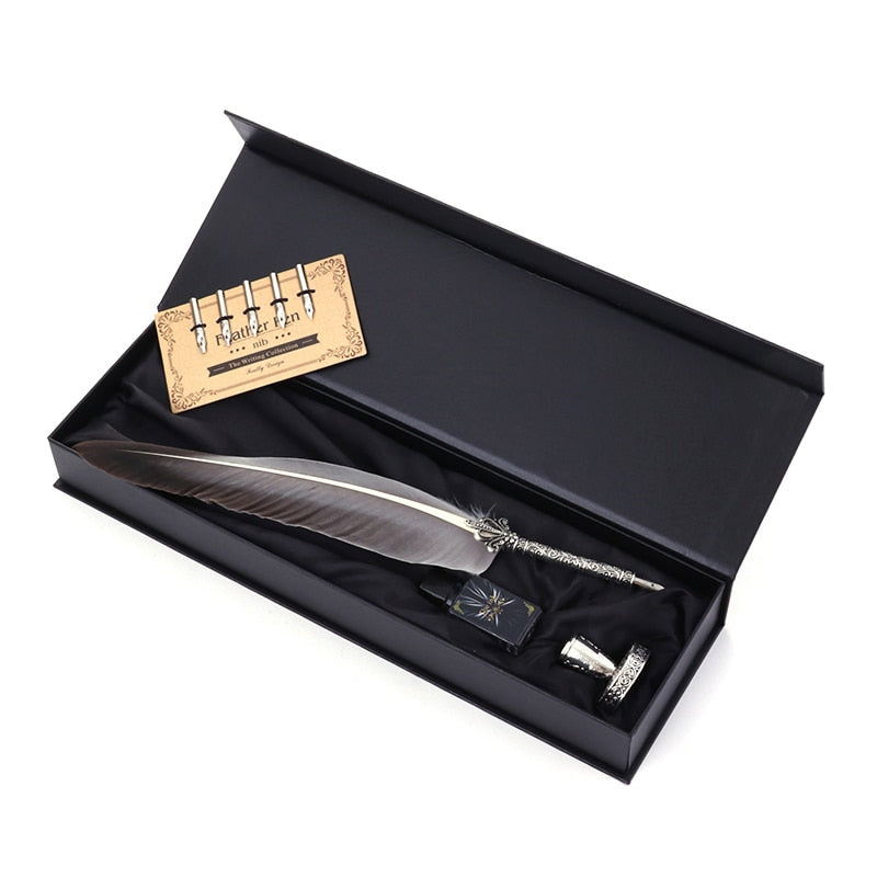 Fountain Pen Suit Vintage Dip Feather Pen Writing Ink Set with Gift Box Stationery Antique Calligraphy Pen Office Supplies Gifts
