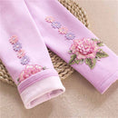 Leggings para niñas, ropa de otoño e invierno para niñas, mallas cálidas de algodón para niños, pantalones ajustados con flores en la cintura para niñas DQ722