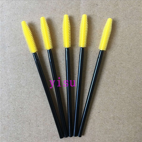 200 pcs/lot Silicone Eyelashes Brushes Mix Colors Disposable Mascara Wands Lashes Makeup Brushes For Eyelash Extension