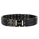 Power Ionics para hombre negro/azul/rojo fibra de carbono 100% pulsera de terapia magnética de titanio puro mejora la circulación sanguínea