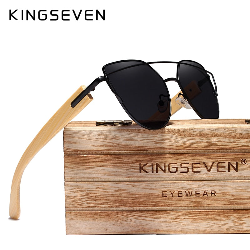 KINGSEVEN Handmade Wood Sunglasses Men Bamboo Sunglass Women Brand Design Original Wood Glasses Oculos de sol masculino