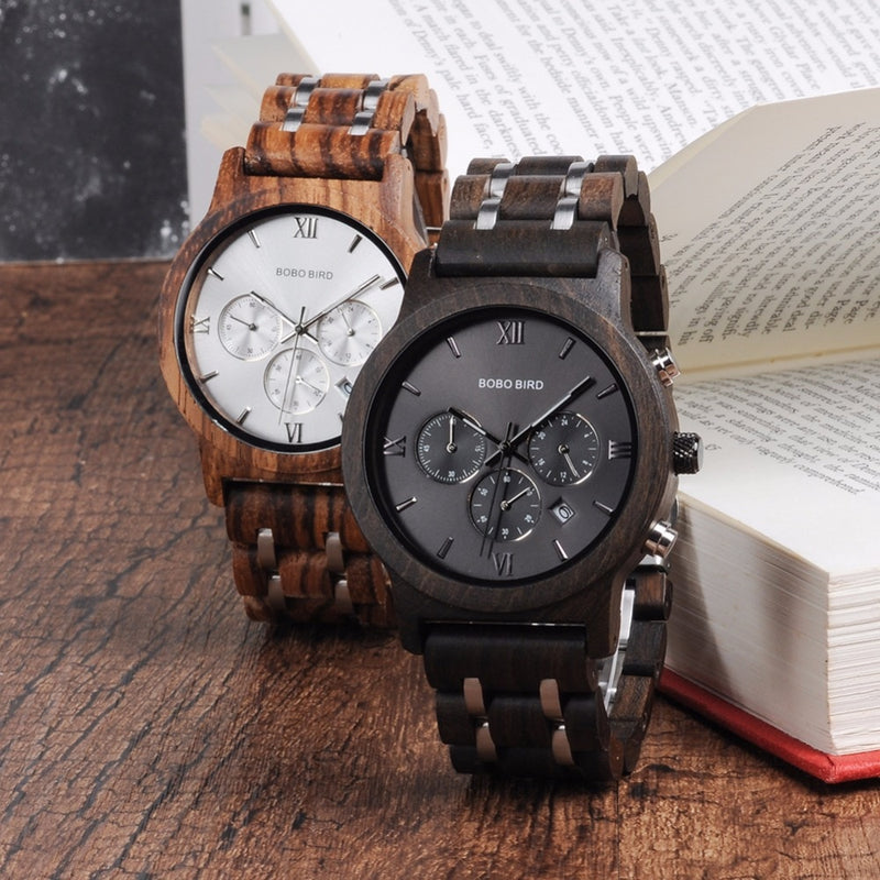 BOBO BIRD L-P19 Moda de alta calidad Top Marca de lujo Relojes deportivos Hombres de madera Diseñador Cuarzo Orologio OEM Hombres Relojes