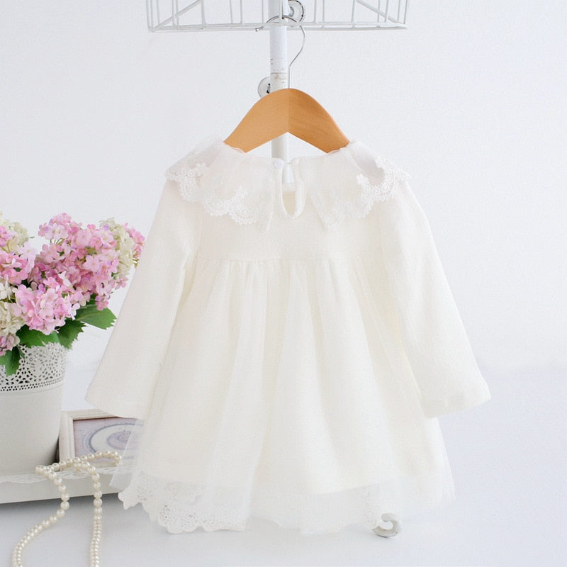 Baby Girl Dress 0-2Y Newborn Cute Baby Embroidery Cotton Dress Infant Baby Birthday Dress Baby Clothes with Toy Bear 2 Color