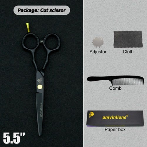 Tijeras de pelo negro de 5,5 ", tijeras de afeitar, tijeras calientes, diseños de corte de pelo, herramientas de peluquería baratas, cortadora de pelo, tijeras para niños