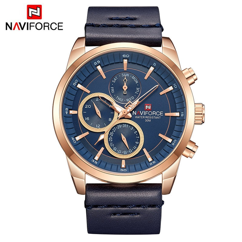 Mens Watches NAVIFORCE Top Brand Luxury Waterproof 24 hour Date Quartz Watch Man Fashion Leather Sport Wrist Watch Men Clock