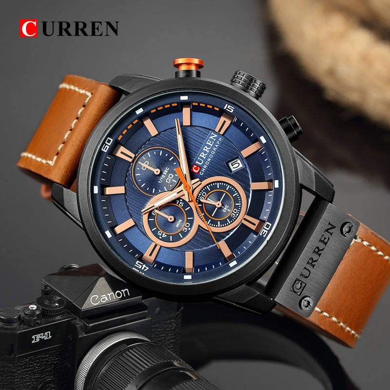 Top-Marke Luxus CURREN Mode Lederband Quarz Herrenuhren Casual Date Business Male Armbanduhren Uhr Montre Homme