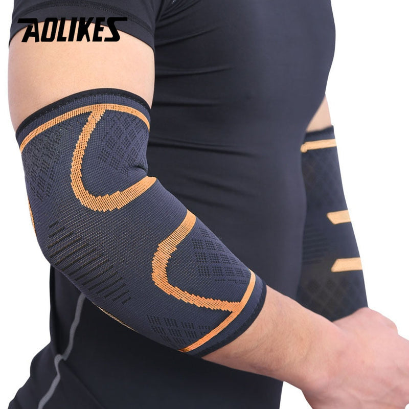 AOLIKES 1 Pair Elastic Elbow Pads Basketball Tennis Elbow Support Protector Gear Breathable Elbow Brace Sport Safety Accessories